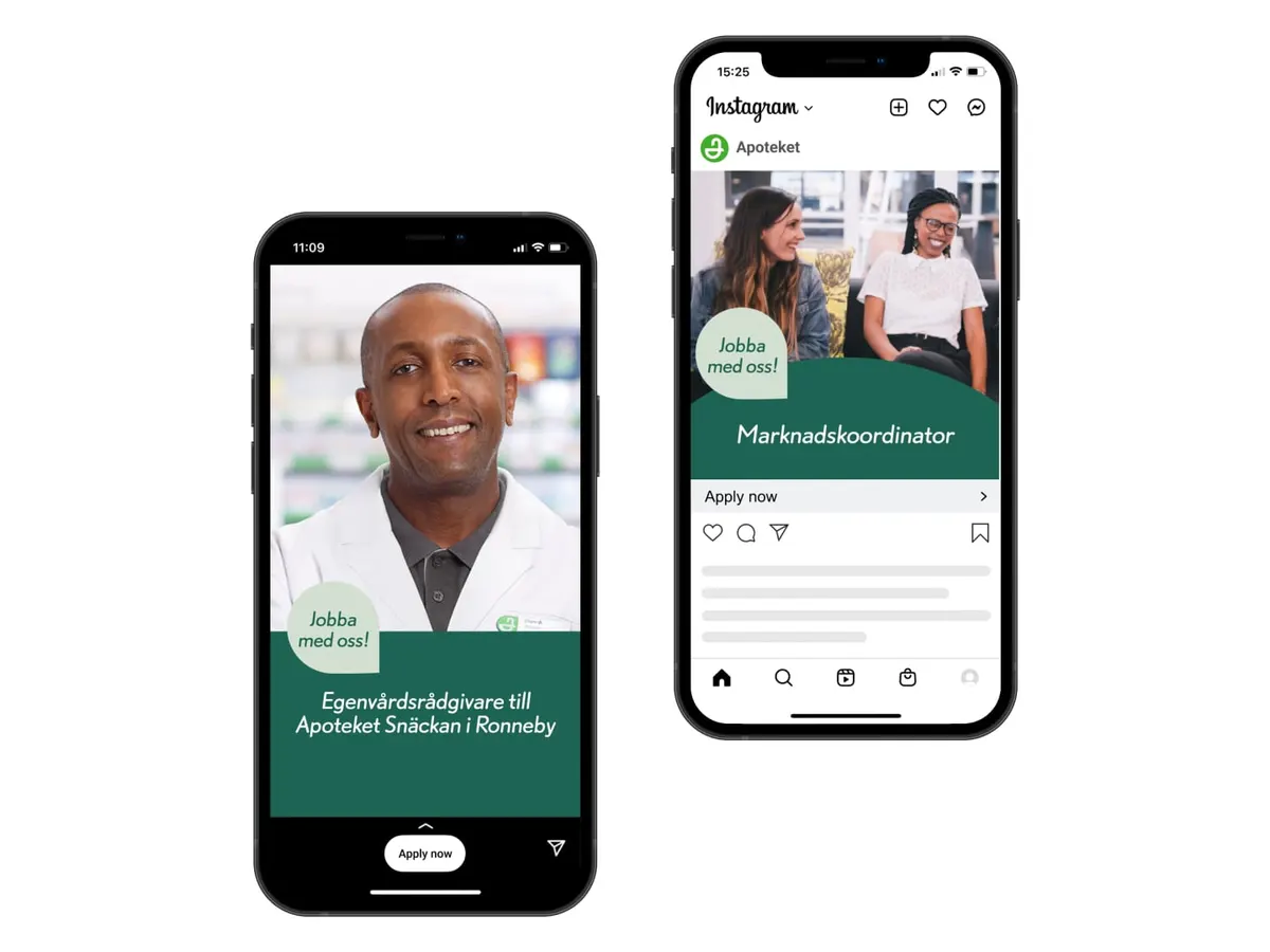 Apoteket branded recruitment ad campaign created with Adway