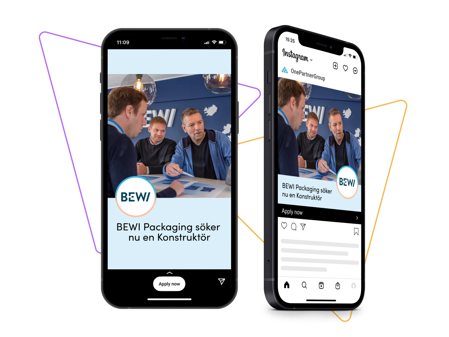 Onepartnergroup branded recruitment ad campaign created with Adway
