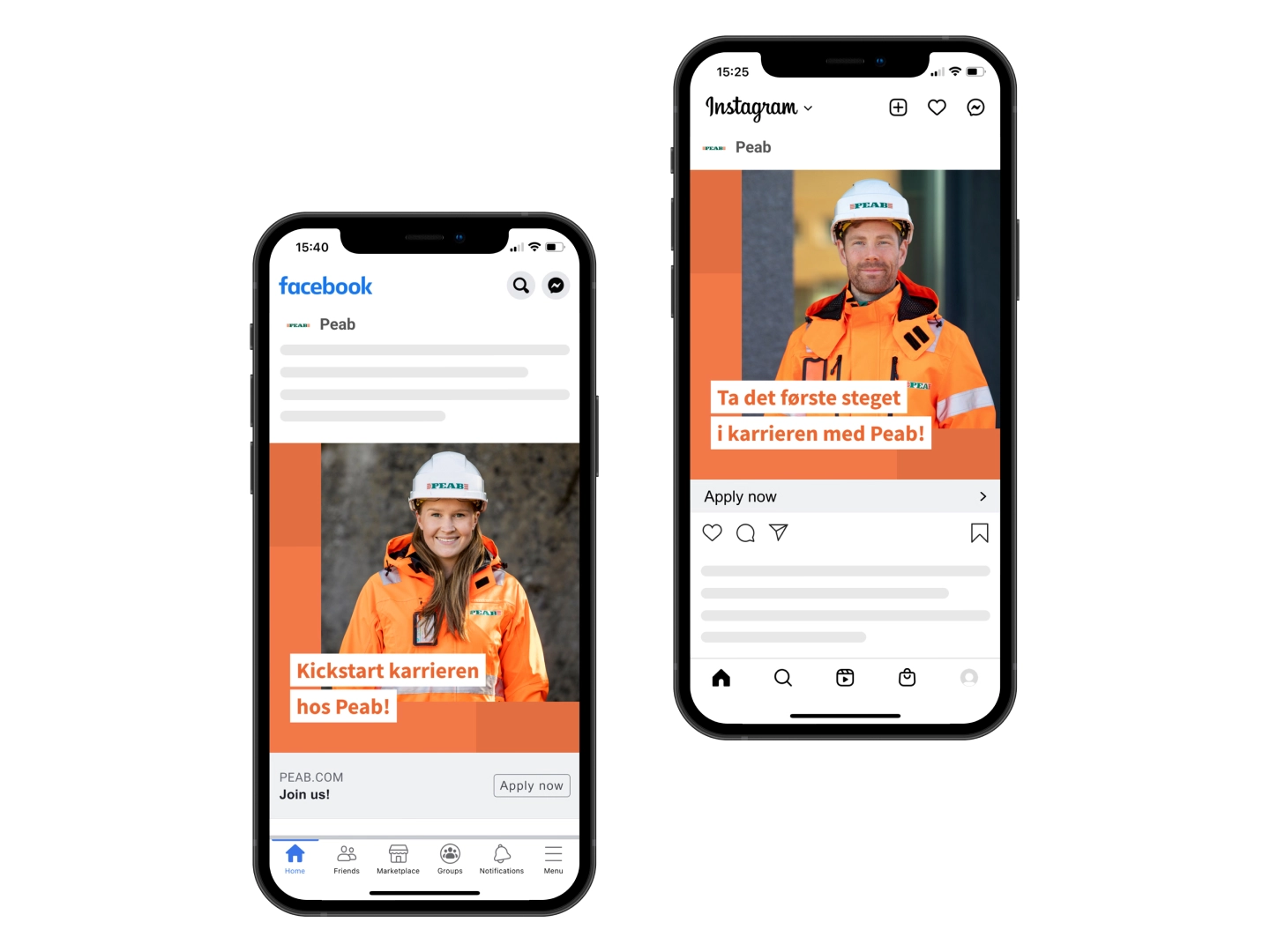 Peab Engineering Graduate Programme branded recruitment ad campaign created with Adway