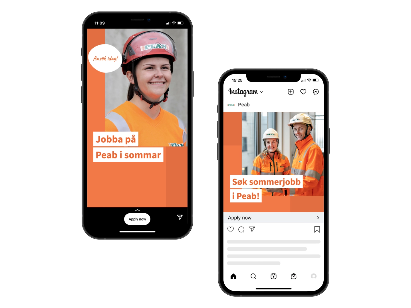 Peab Summer Job Programme branded recruitment ad campaign created with Adway