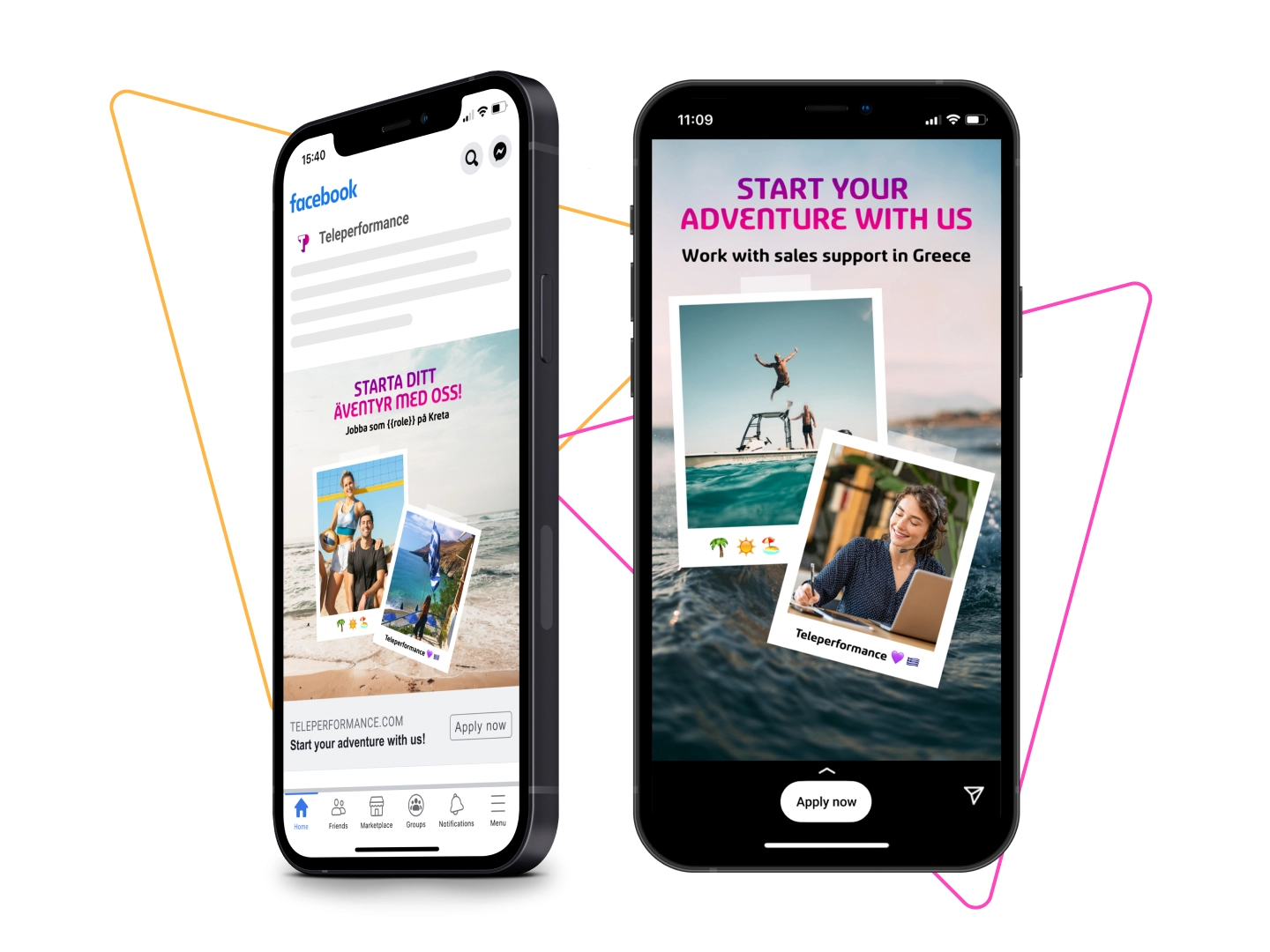 Teleperformance Greece branded recruitment ad campaign created with Adway