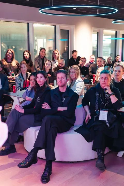 A packed audience listening to a talk at an Adway event in the Gothenburg office