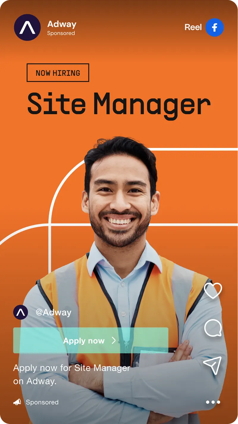 Branded social job ad example — story placement