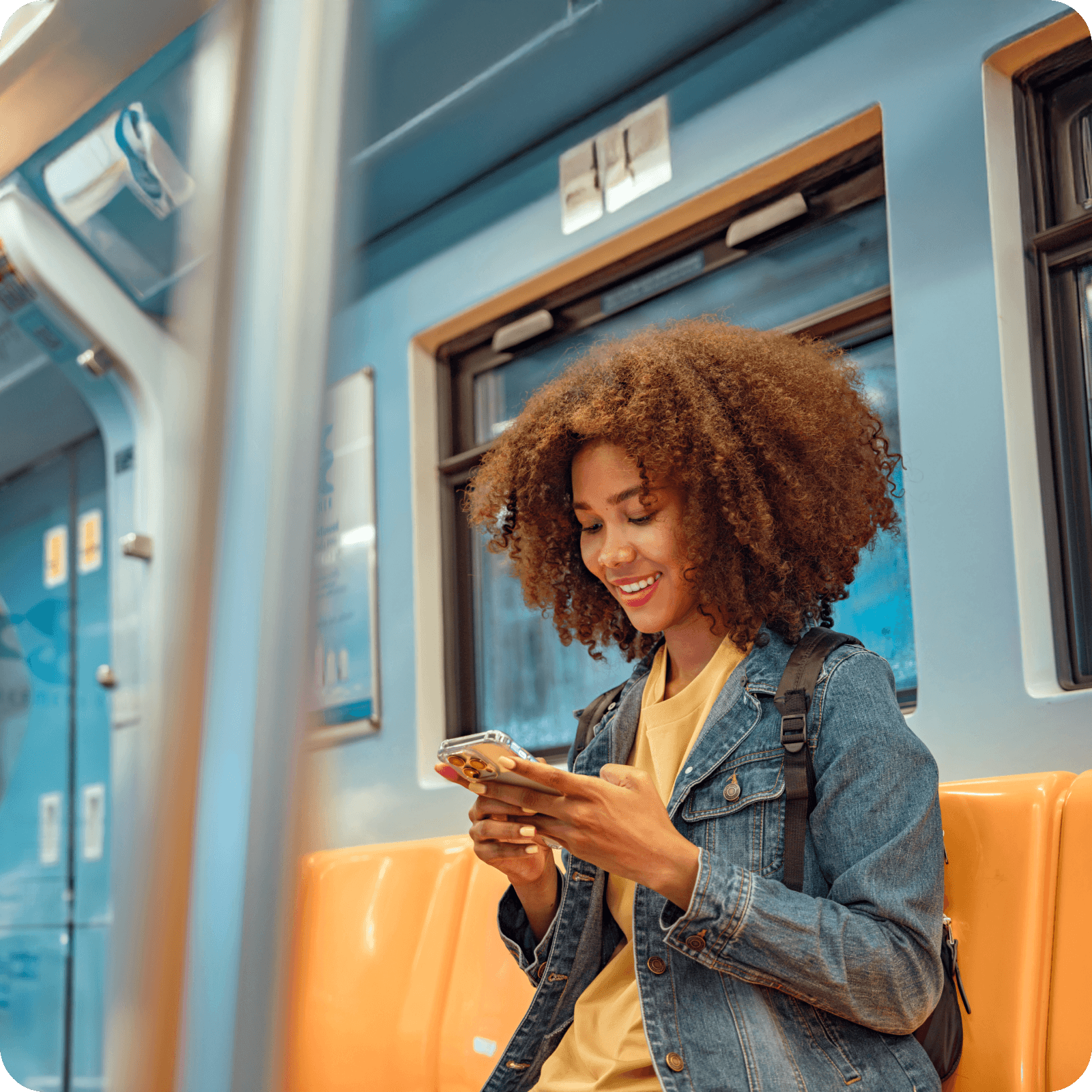 A candidate scrolling social on the train